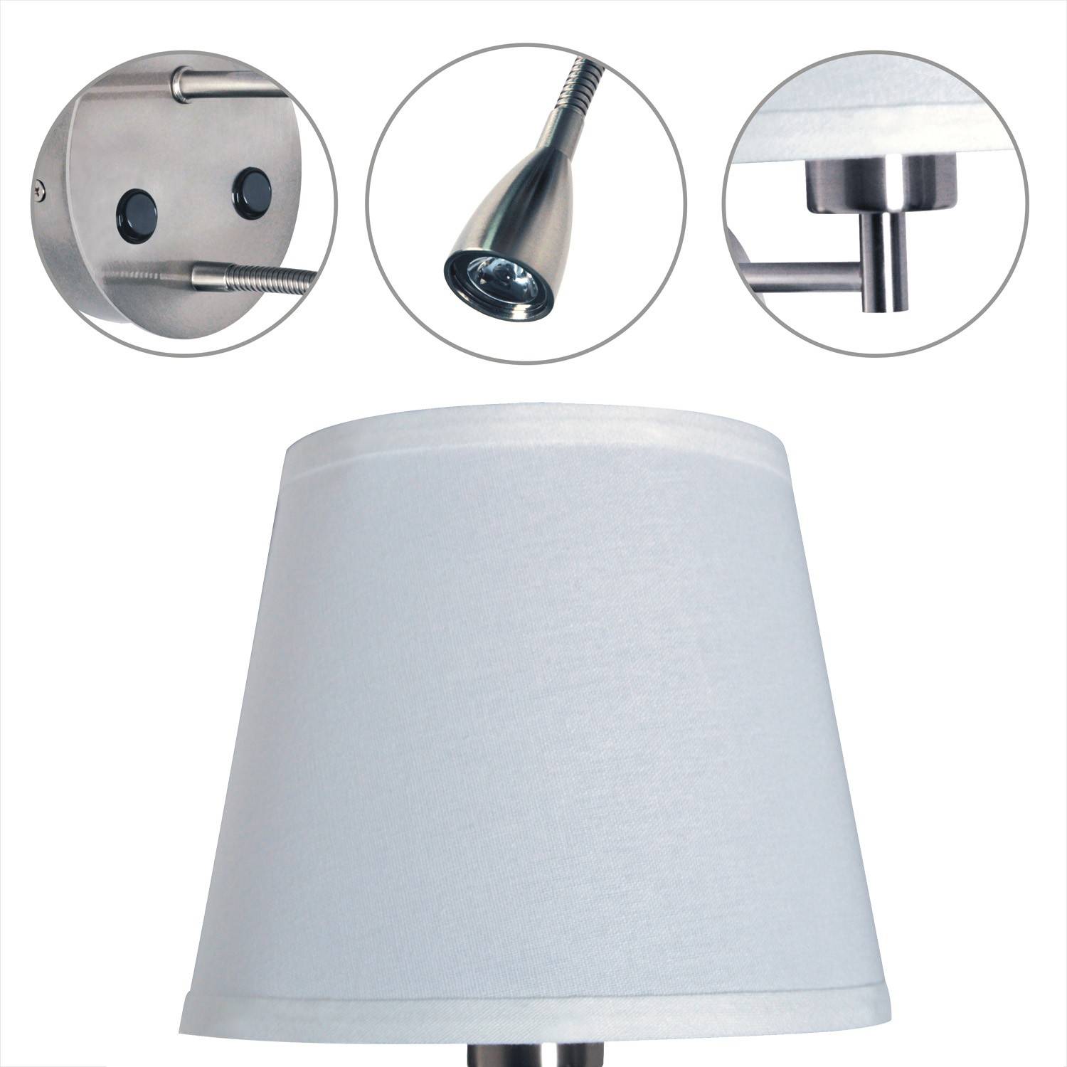 Aplique de pared "PAIR" E27 con foco LED de lectura 3W (2)