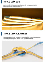 Tira LED COB 24V DC - 12W/m - 8mm - IP20 - Rollo de 5 metros - Corte cada 4,5 cm (2)
