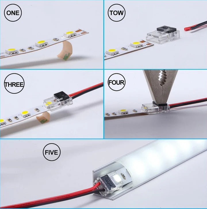 Conector Tira a cable PCB 10mm - IP20 - máx. 24V - 2 Pines