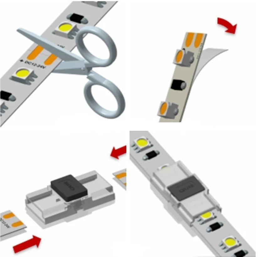 Conector tira a tira PCB 10mm - IP20 - máx. 24V - 2 pines