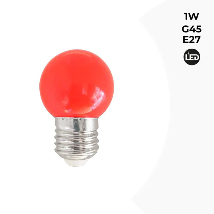 Lámparas de colores LED E27 G45 - 1W