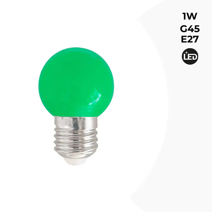 Lámparas de colores LED E27 G45 - 1W