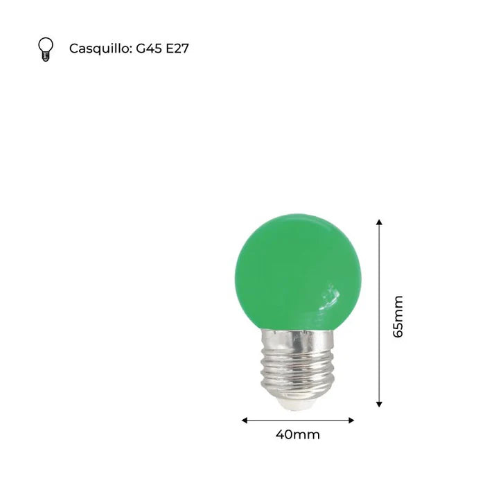Lámparas de colores LED E27 G45 - 1W