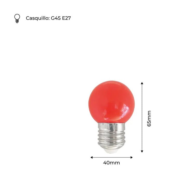 Lámparas de colores LED E27 G45 - 1W - Barcelona LED Argentina
