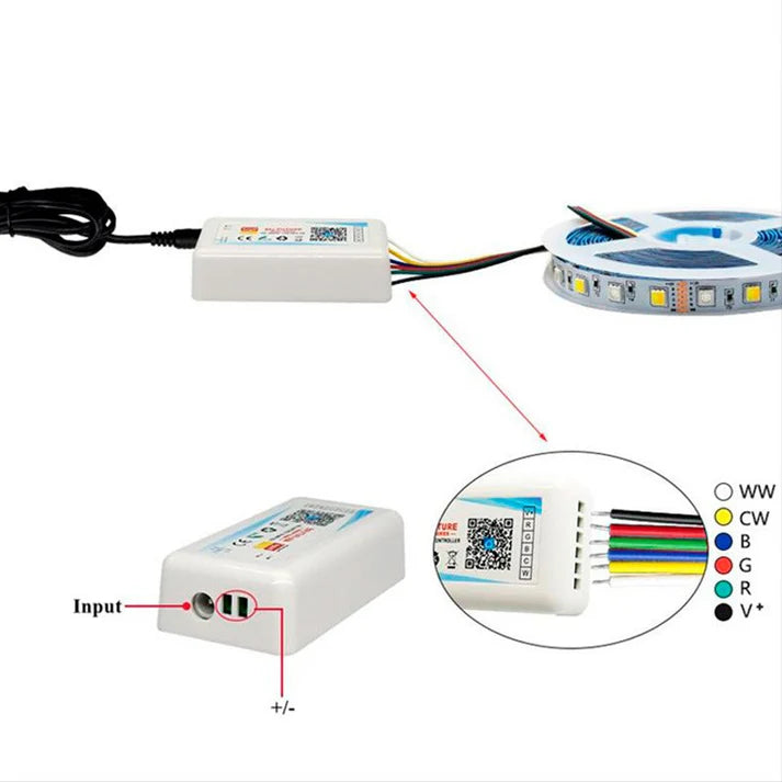 Controlador LED WIFI RGBW 12/24V 4 canales 4A/CH