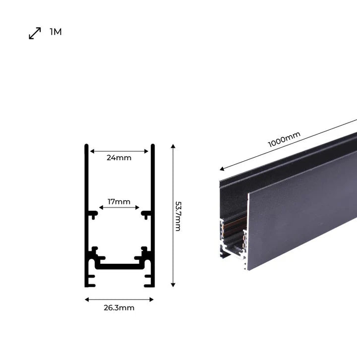 Carril magnético 20mm de superficie 48V - 1 metro