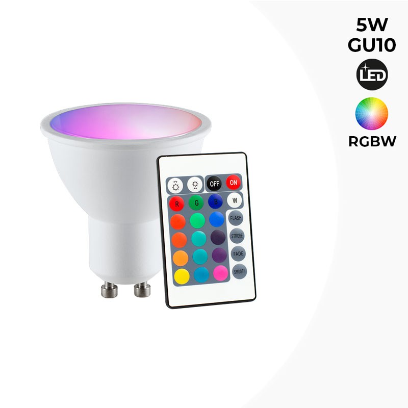 Bombilla LED GU10 RGBW inteligente - 5W - Con control remoto