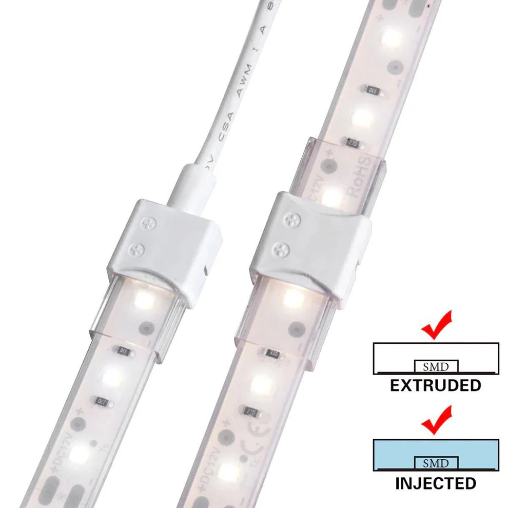 Conector estanco Tira LED a Tira LED con cable - Tira 10 mm - IP68 - 2 pines