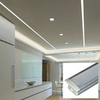 Perfil de aluminio de empotrar - Kit completo - 25 x 14,5mm - Tira LED hasta 12 mm - 2 metros