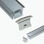 Perfil de aluminio de empotrar - Kit completo - 25 x 14,5mm - Tira LED hasta 12 mm - 2 metros