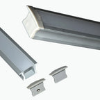 Perfil de aluminio de empotrar - Kit completo - 25 x 14,5mm - Tira LED hasta 12 mm - 2 metros