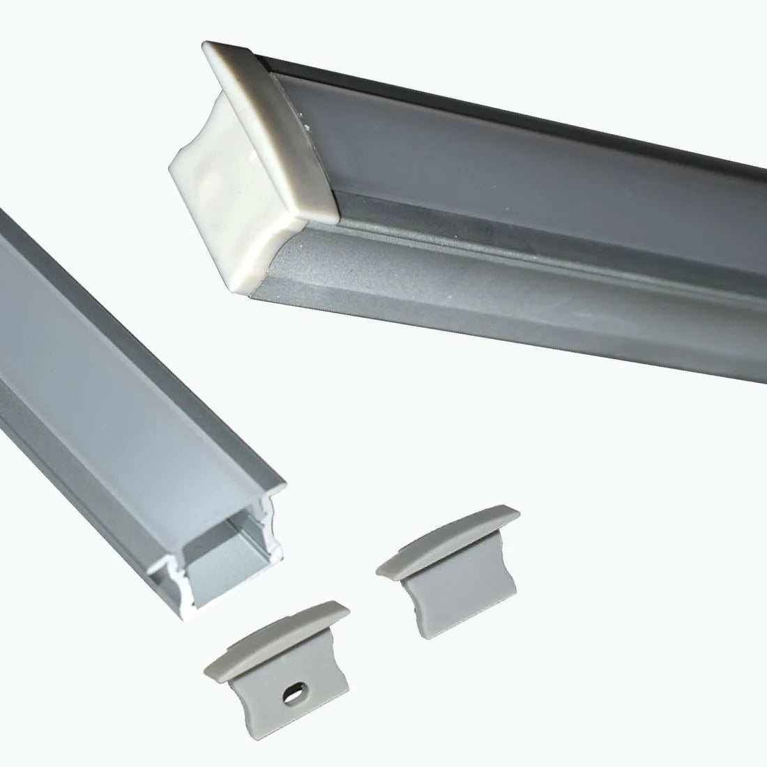 Perfil de aluminio de empotrar - Kit completo - 25 x 14,5mm - Tira LED hasta 12 mm - 2 metros