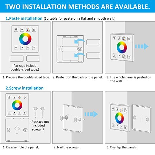 Controlador RGBW para tiras LED con panel táctil RF - 5-24V/DC