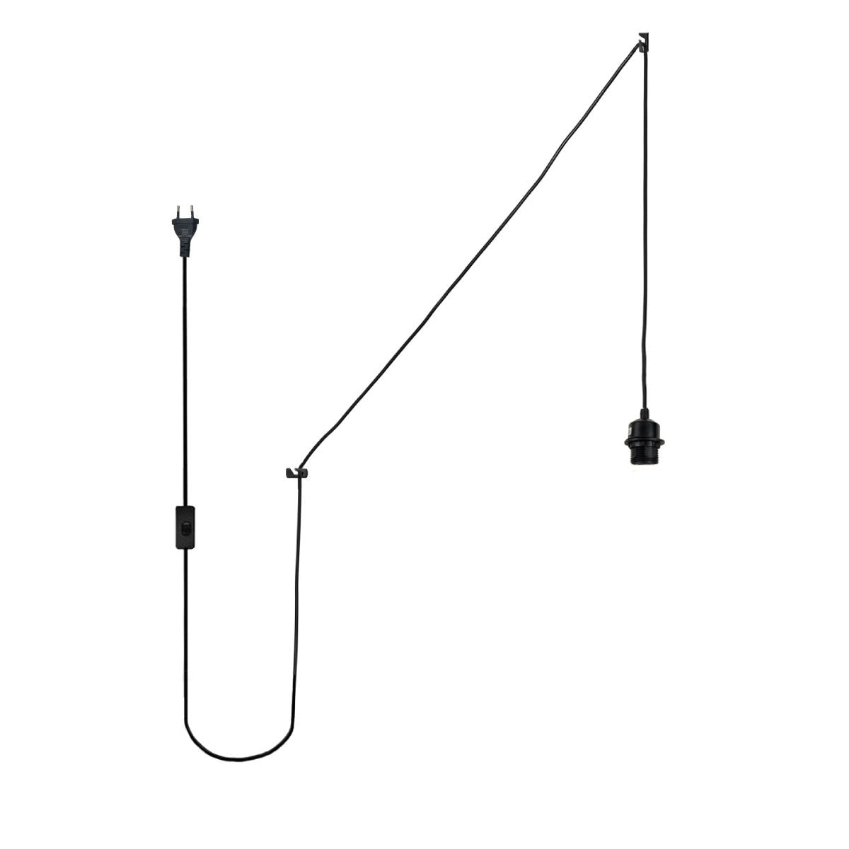 Casquillo E27 con cable de PVC, interruptor y enchufe