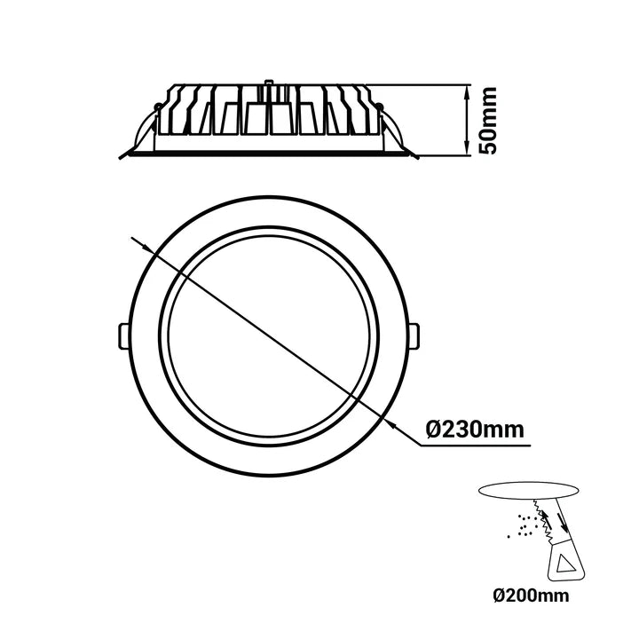 Downlight LED CCT de alta eficiencia- 40W - Driver Lifud - Corte Ø 200-220mm IP54