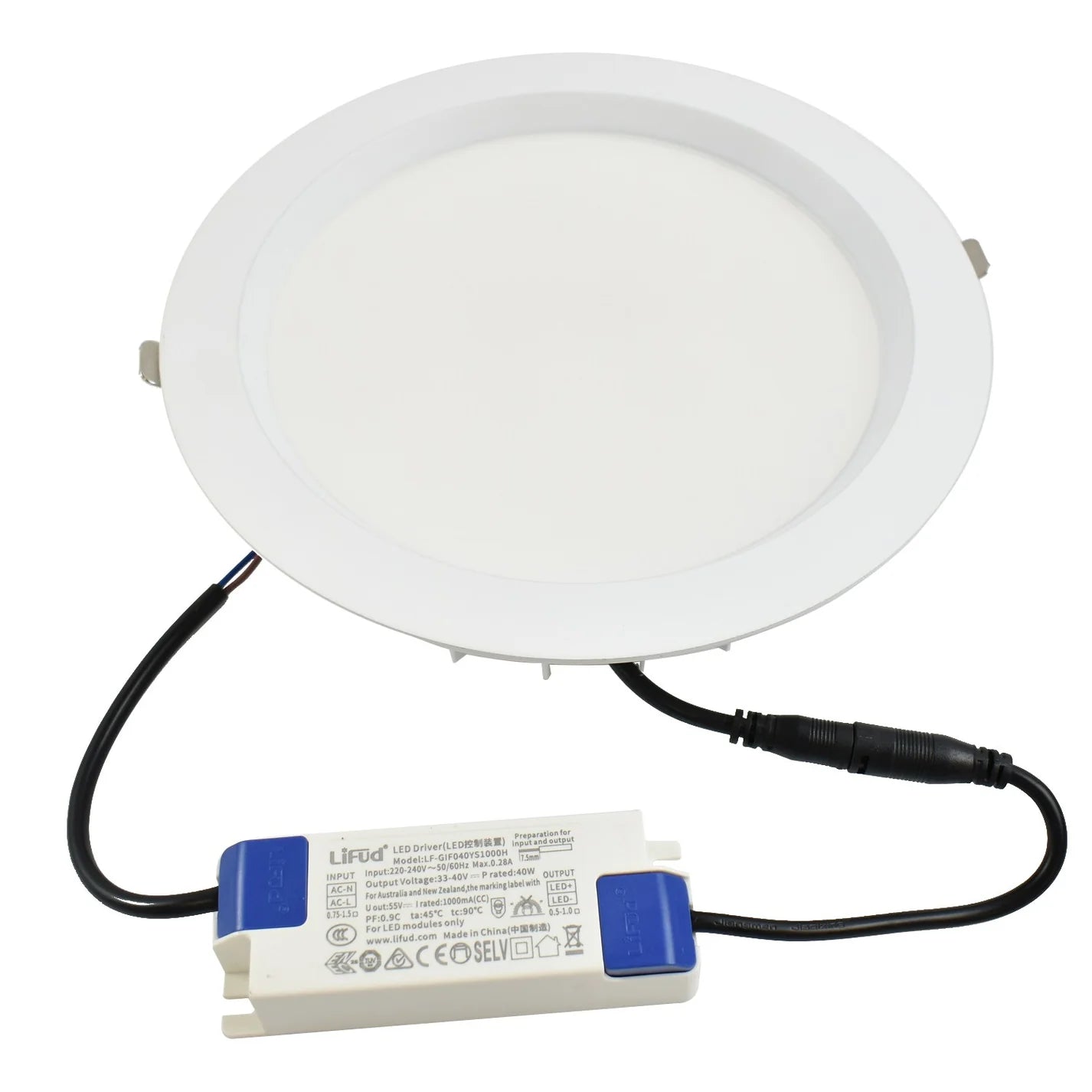 Downlight LED CCT de alta eficiencia- 40W - Driver Lifud - Corte Ø 200-220mm IP54