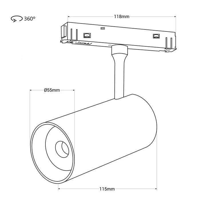 Foco LED para carril magnético 48V - 18W - 2800K - Barcelona LED Argentina
