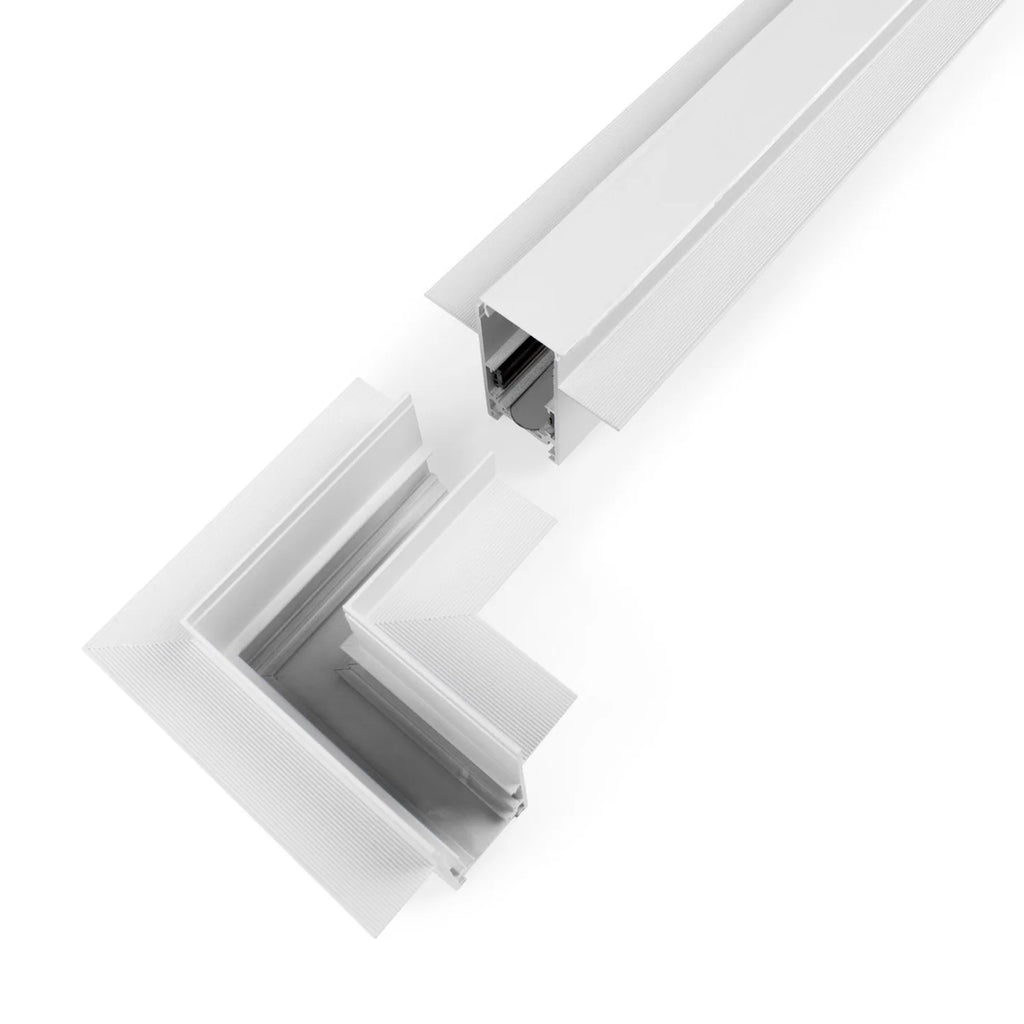 Unión en L para carriles magnéticos empotrables 20 mm - Horizontal