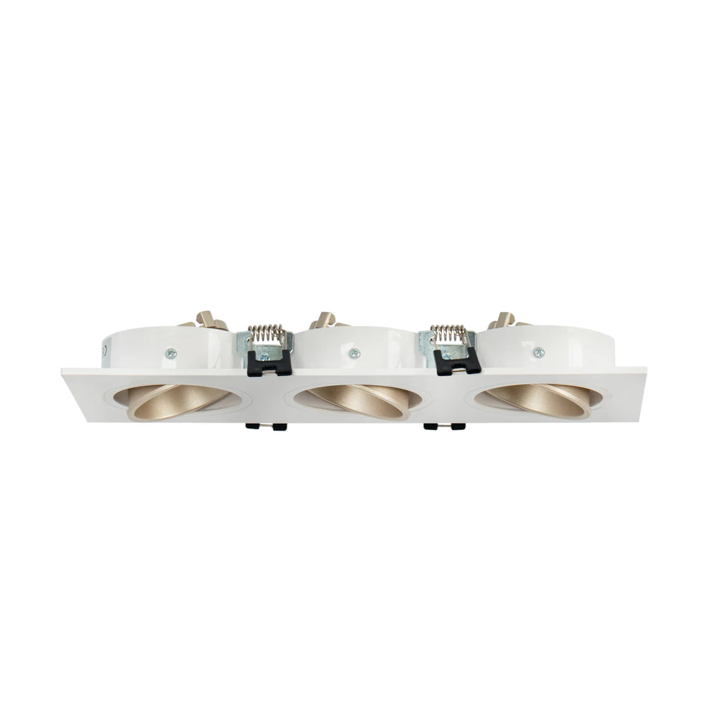Kit downlight cuadrado basculante triple Bajo UGR + Portalámpara + Bombilla GU10