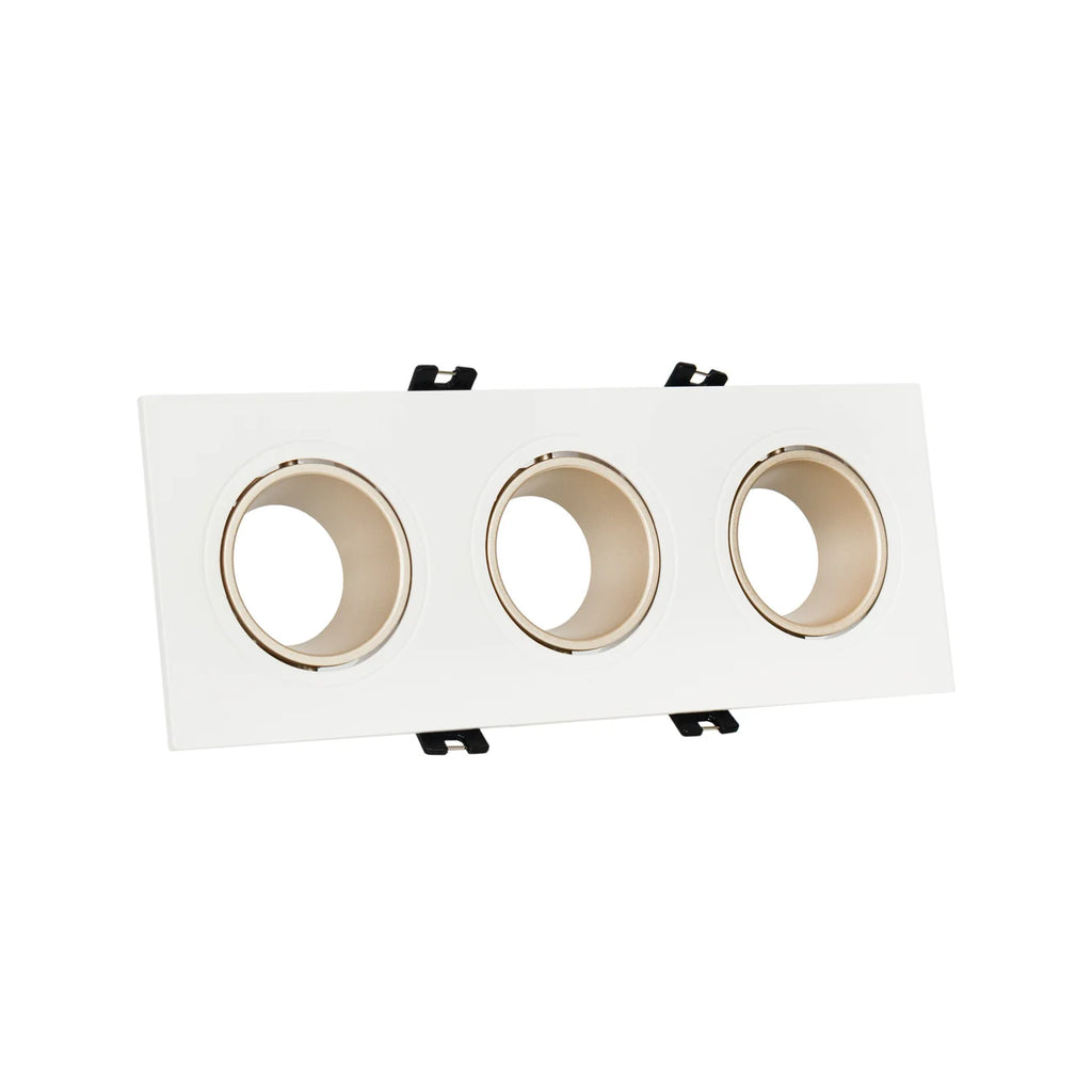 Kit downlight cuadrado basculante triple Bajo UGR + Portalámpara + Bombilla GU10