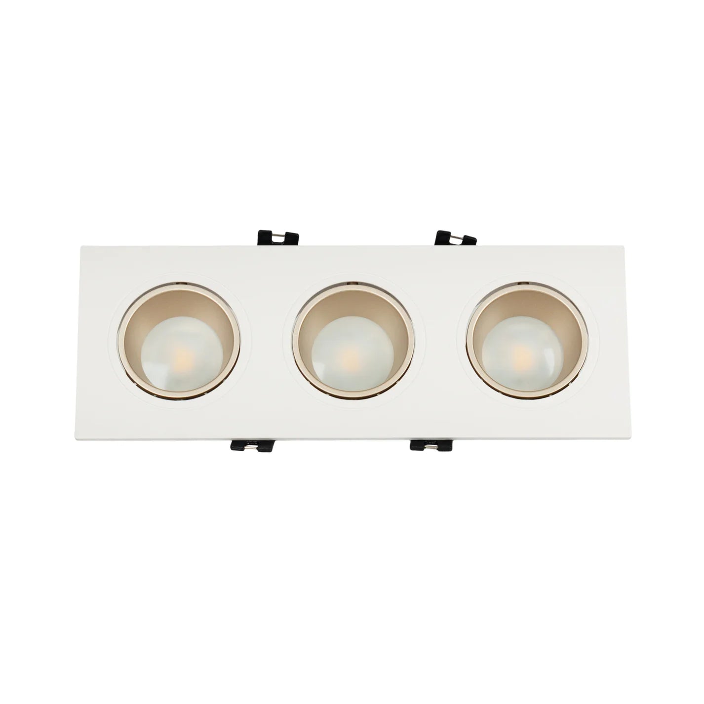 Kit downlight cuadrado basculante triple Bajo UGR + Portalámpara + Bombilla GU10