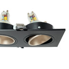 Kit downlight cuadrado basculante triple Bajo UGR + Portalámpara + Bombilla GU10