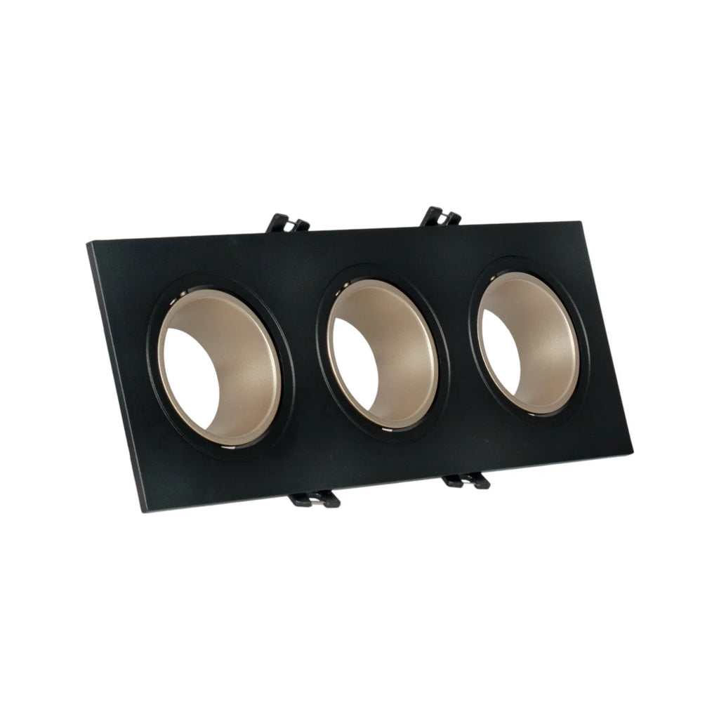 Kit downlight cuadrado basculante triple Bajo UGR + Portalámpara + Bombilla GU10