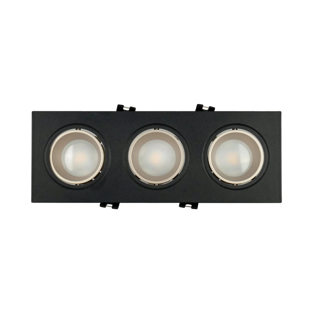 Kit downlight cuadrado basculante triple Bajo UGR + Portalámpara + Bombilla GU10