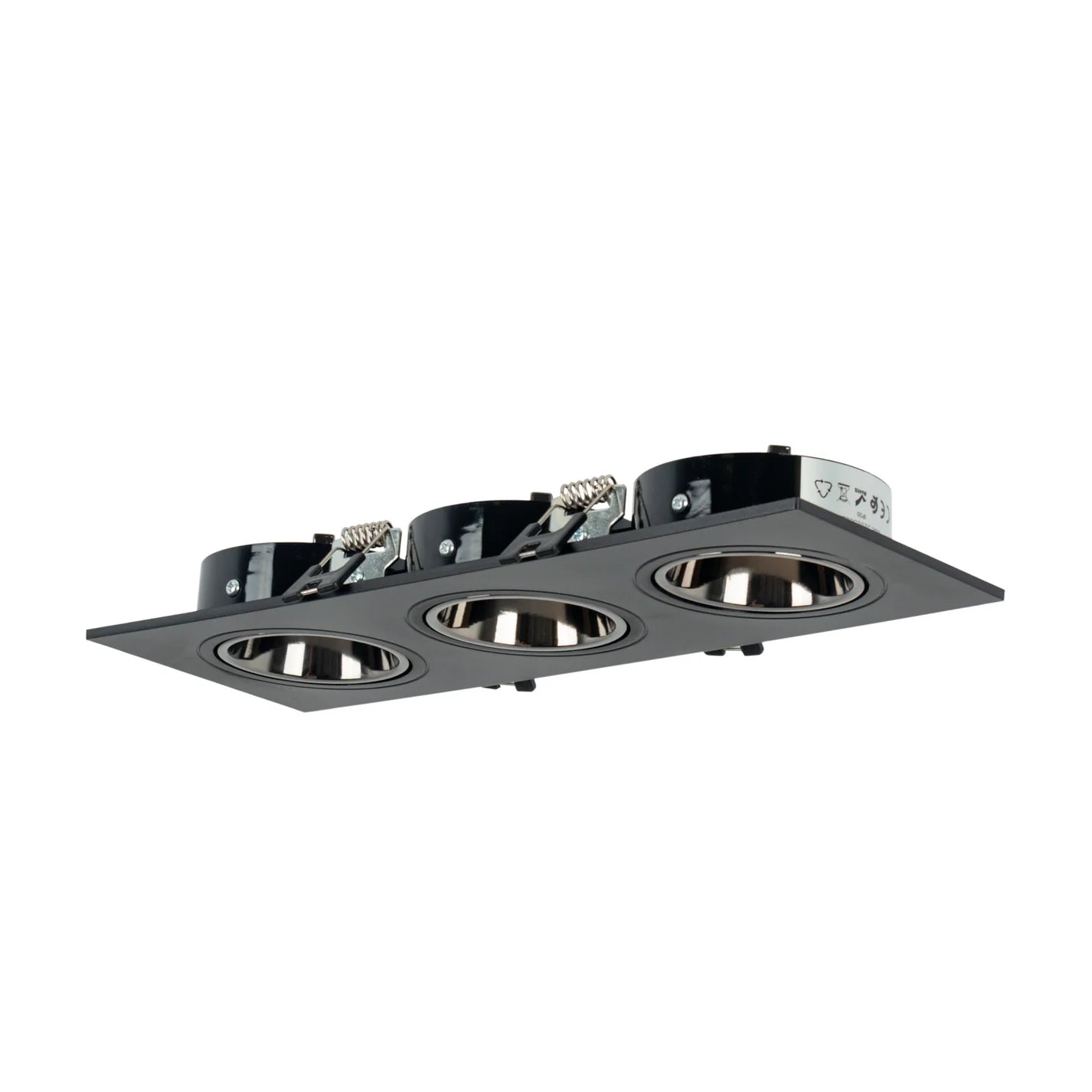 Kit downlight cuadrado basculante triple Bajo UGR + Portalámpara + Bombilla GU10