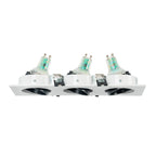 Kit downlight cuadrado basculante triple Bajo UGR + Portalámpara + Bombilla GU10