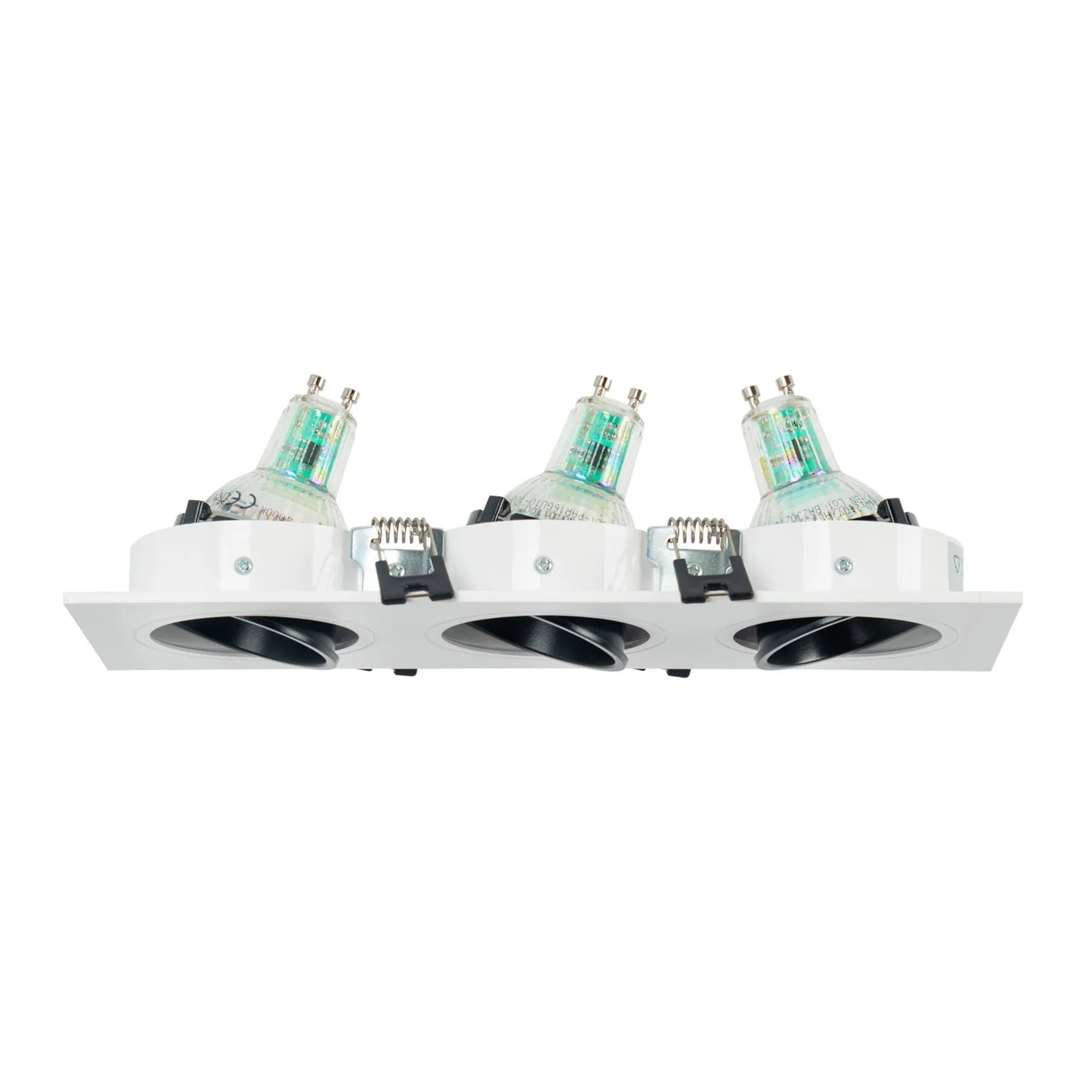 Kit downlight cuadrado basculante triple Bajo UGR + Portalámpara + Bombilla GU10