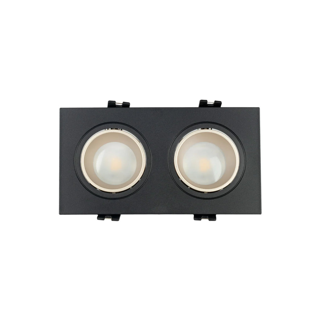 Kit downlight cuadrado basculante doble Bajo UGR + Portalámpara + Bombilla GU10