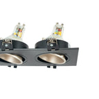 Kit downlight cuadrado basculante doble Bajo UGR + Portalámpara + Bombilla GU10