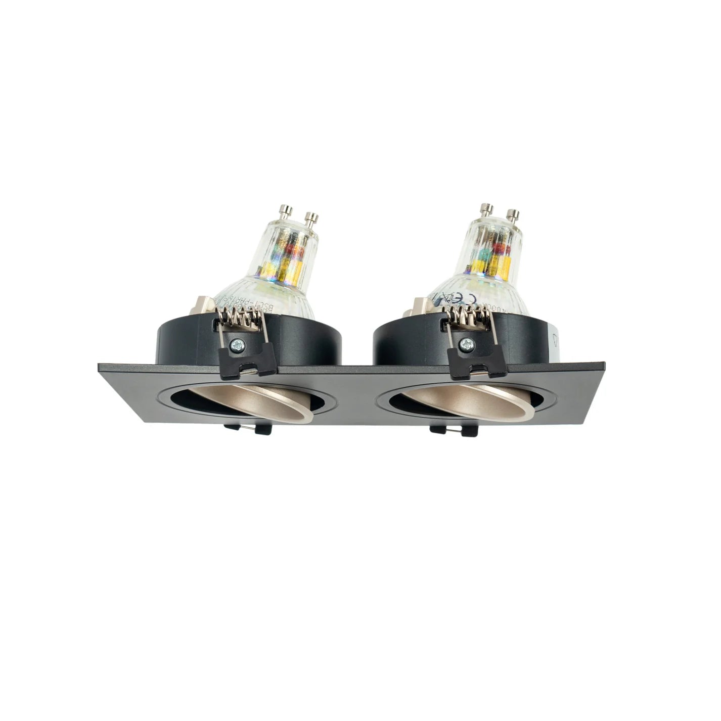 Kit downlight cuadrado basculante doble Bajo UGR + Portalámpara + Bombilla GU10