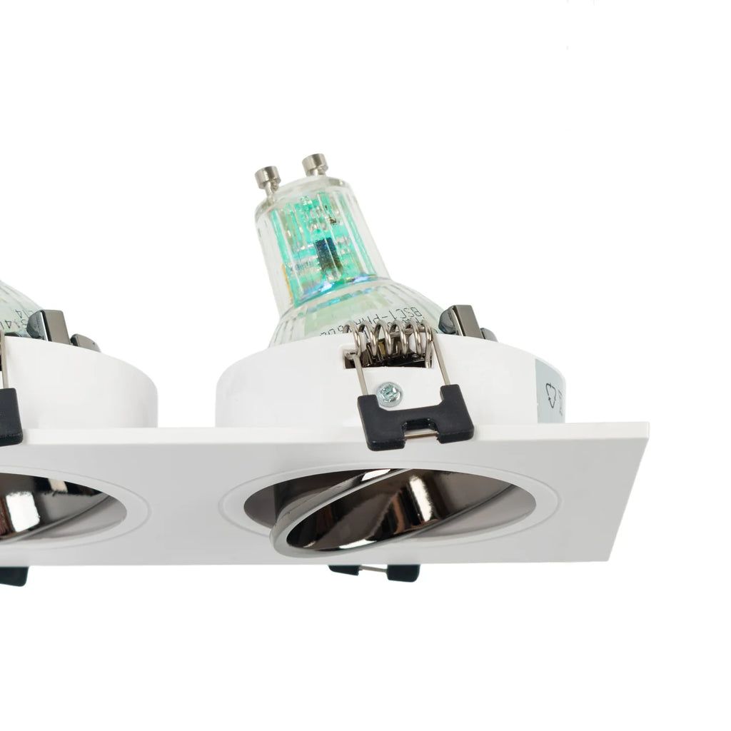 Kit downlight cuadrado basculante doble Bajo UGR + Portalámpara + Bombilla GU10