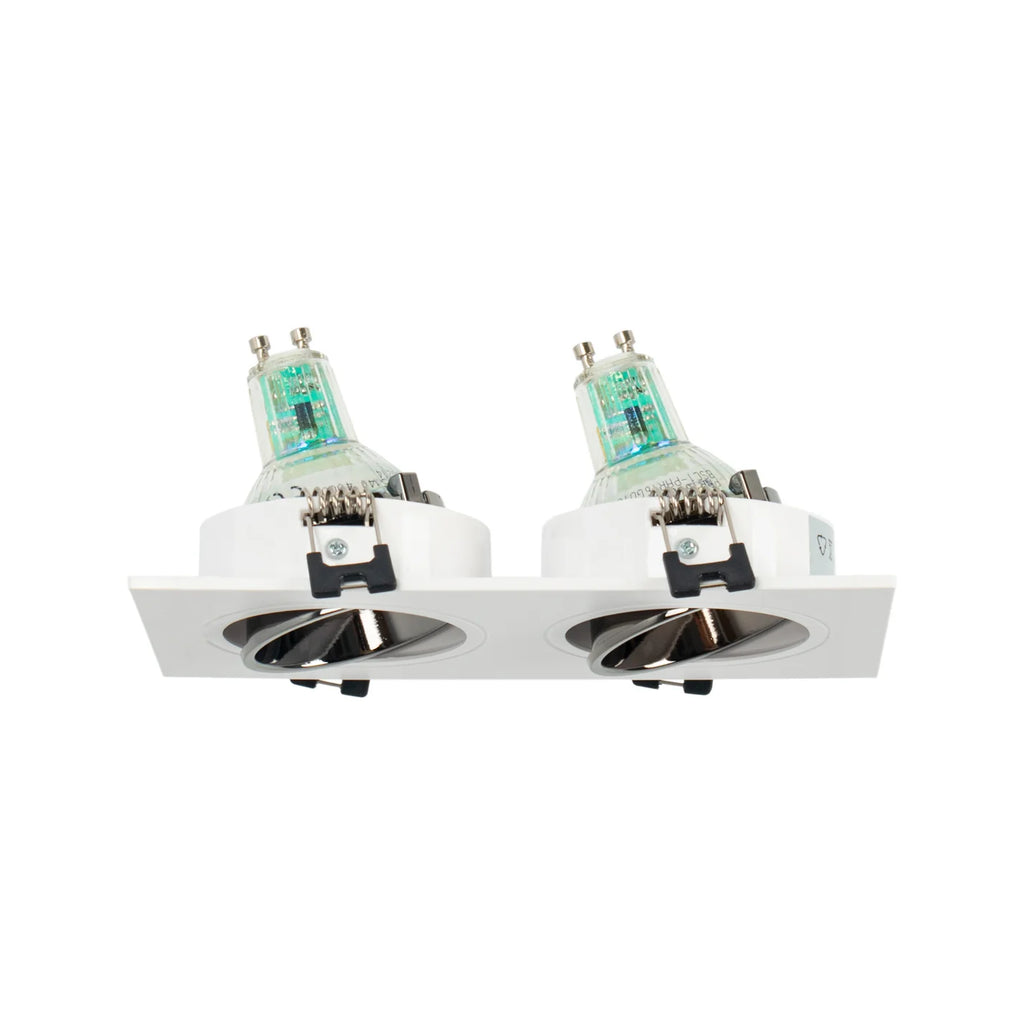 Kit downlight cuadrado basculante doble Bajo UGR + Portalámpara + Bombilla GU10