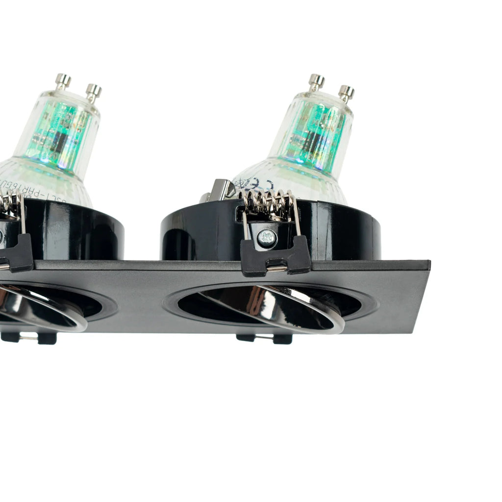 Kit downlight cuadrado basculante doble Bajo UGR + Portalámpara + Bombilla GU10