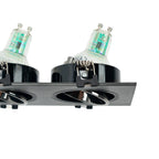 Kit downlight cuadrado basculante doble Bajo UGR + Portalámpara + Bombilla GU10
