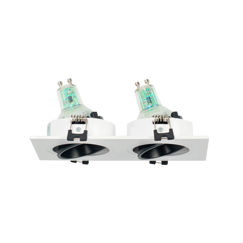 Kit downlight cuadrado basculante doble Bajo UGR + Portalámpara + Bombilla GU10