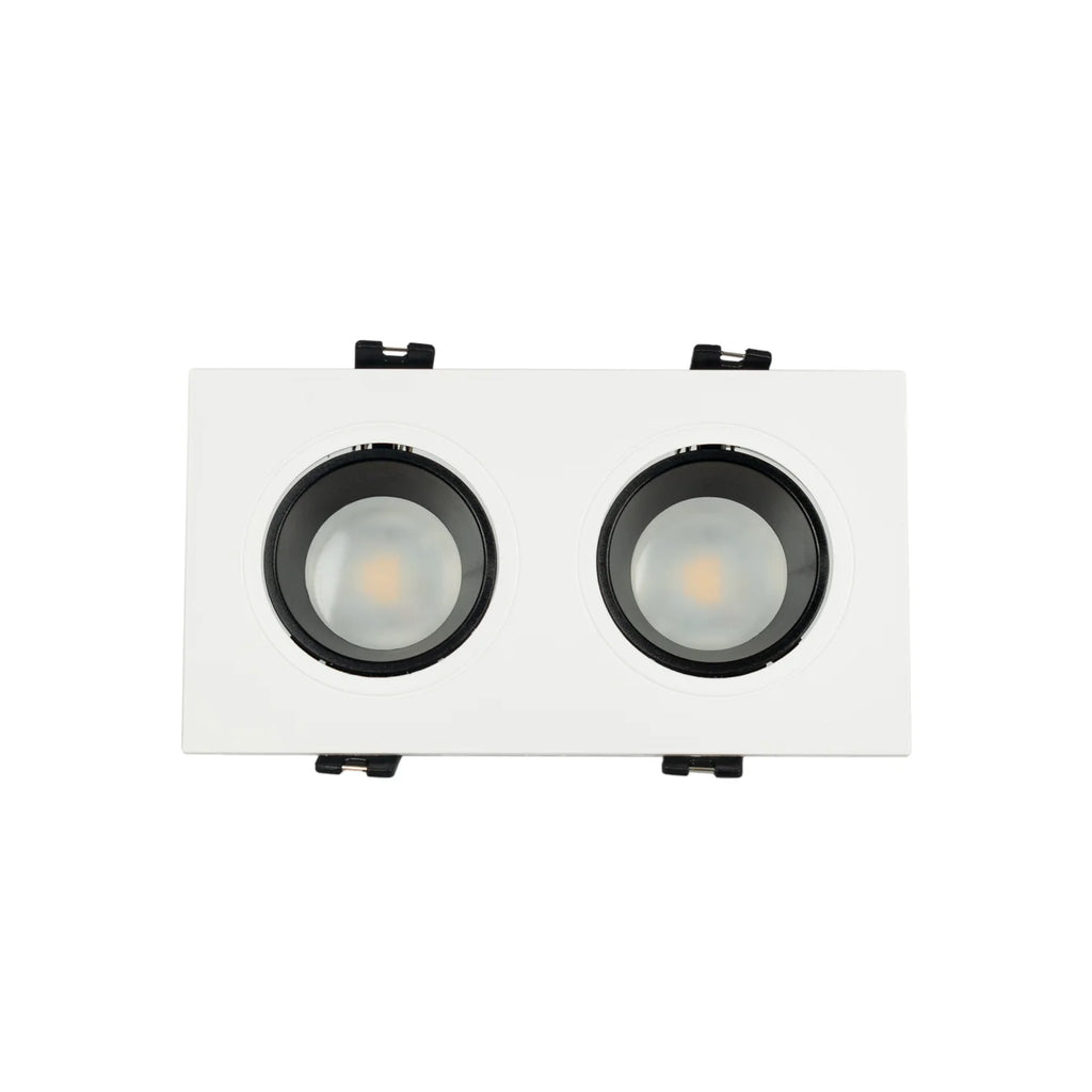 Kit downlight cuadrado basculante doble Bajo UGR + Portalámpara + Bombilla GU10