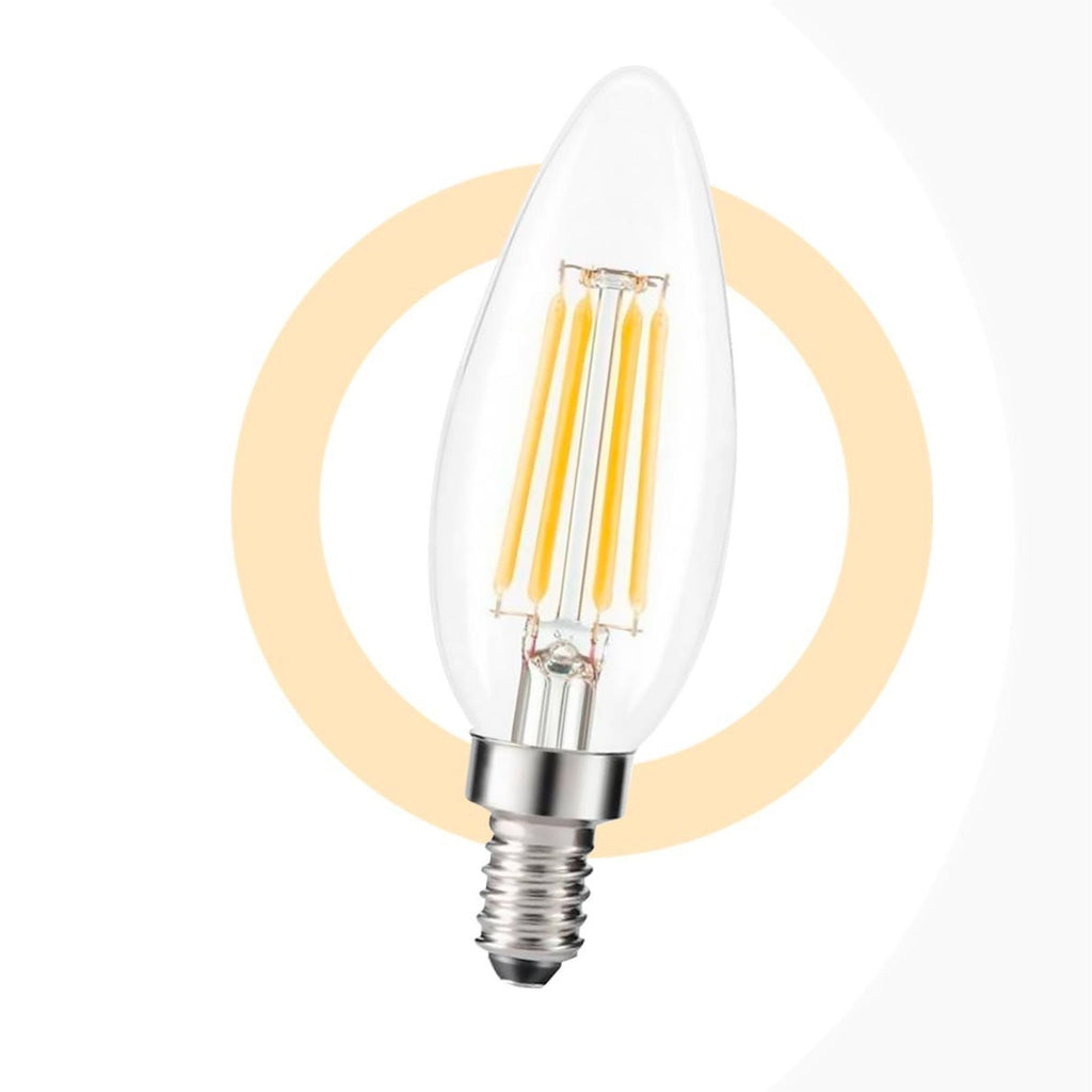 Bombilla LED filamento Vela E14 C35 - 5W - Transparente