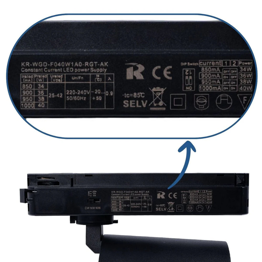 Proyector LED para riel monofásico CCT - 40W - CRI 90