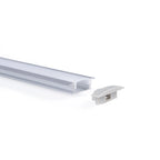 Perfil de aluminio de empotrar - Kit completo - 24,5 x 7mm - Tira LED hasta 12 mm - 2 metros