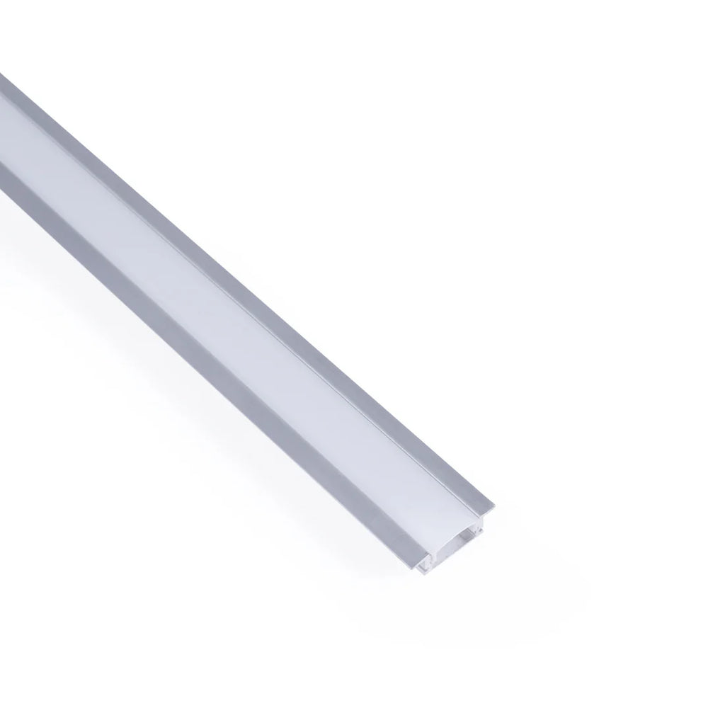 Perfil de aluminio de empotrar - Kit completo - 24,5 x 7mm - Tira LED hasta 12 mm - 2 metros