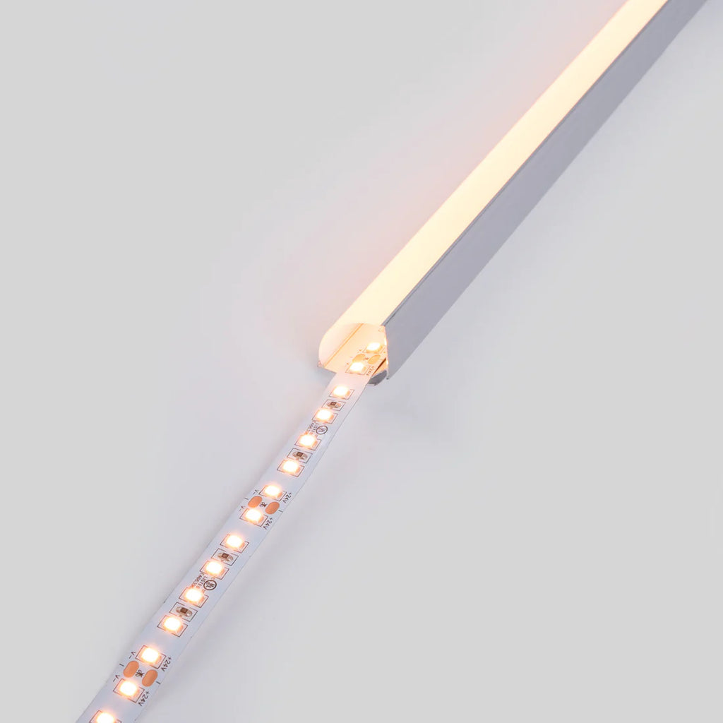 Perfil de aluminio de superficie para esquinas - Con difusor - Kit completo - 20x20mm - Tira LED hasta 10mm - 2 metros