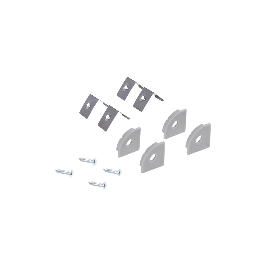 Perfil de aluminio de superficie para esquinas - Con difusor - Kit completo - 20x20mm - Tira LED hasta 10mm - 2 metros
