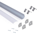 Perfil de aluminio de superficie para esquinas - Con difusor - Kit completo - 20x20mm - Tira LED hasta 10mm - 2 metros