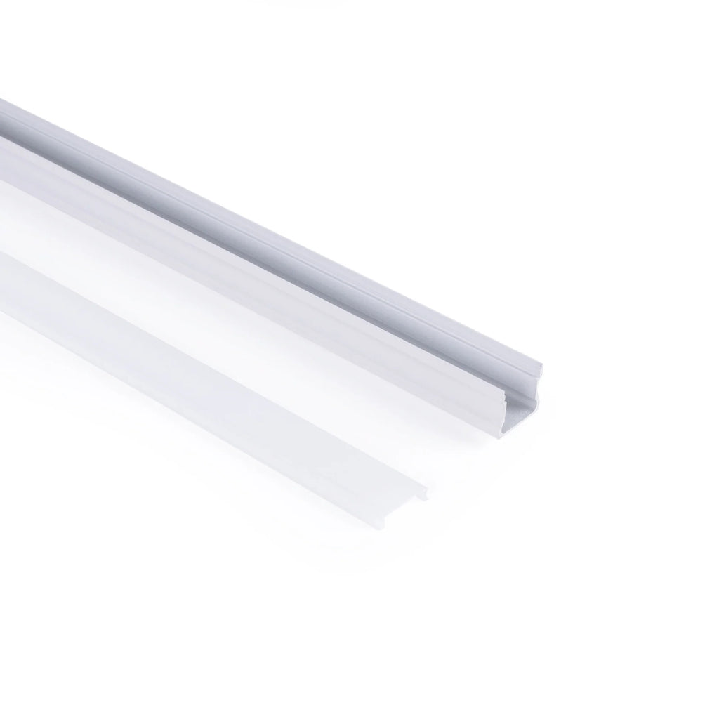 Perfil tira LED de superficie con difusor - Kit completo - 17,6x14,5mm - Tira LED ≤ 12 mm - 2 metros