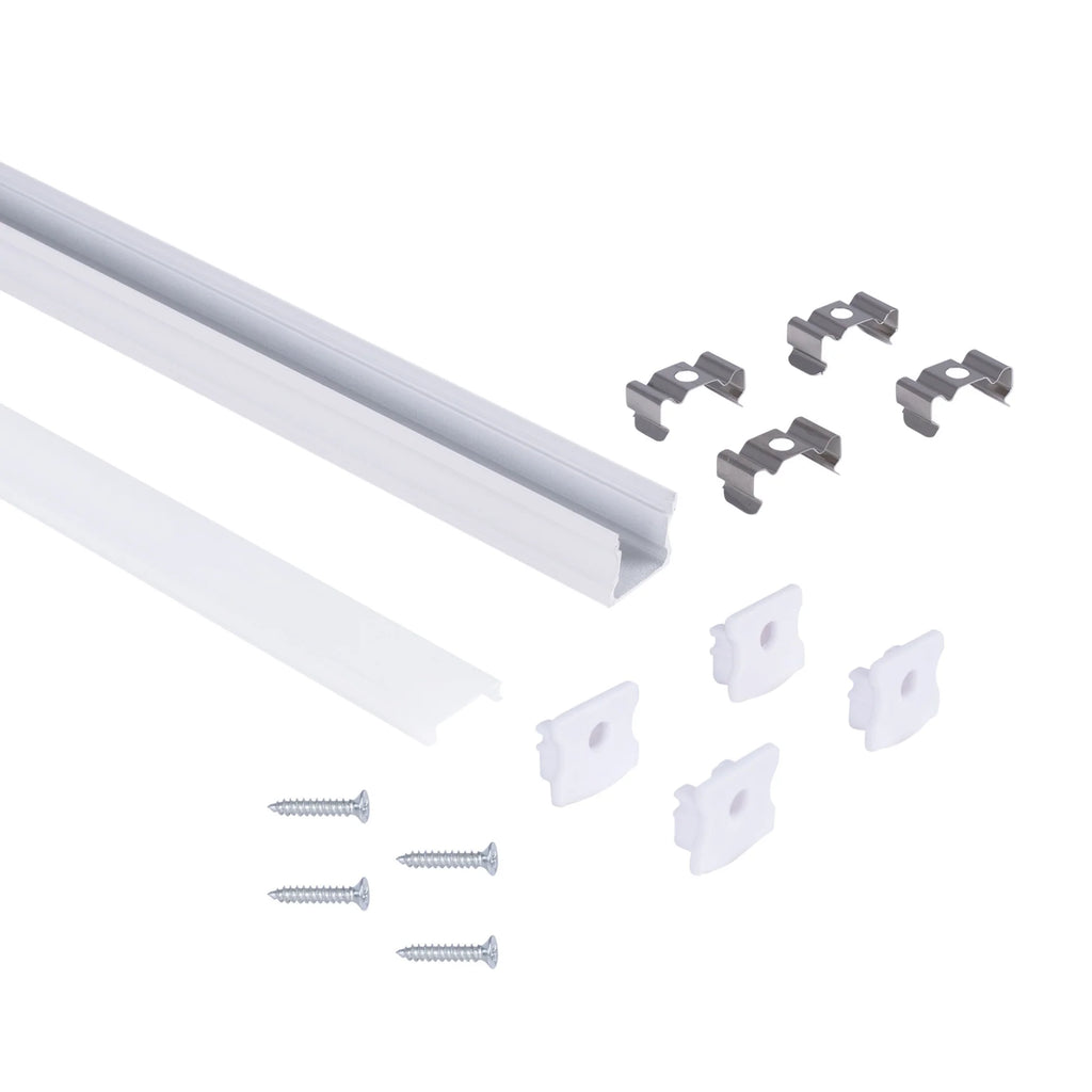 Perfil tira LED de superficie con difusor - Kit completo - 17,6x14,5mm - Tira LED ≤ 12 mm - 2 metros