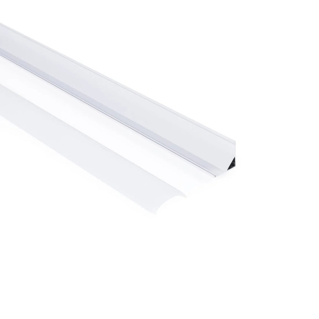 Perfil de aluminio de superficie para esquinas - Con difusor - Kit completo - 16x16mm - Tira LED hasta 10mm - 2 metros